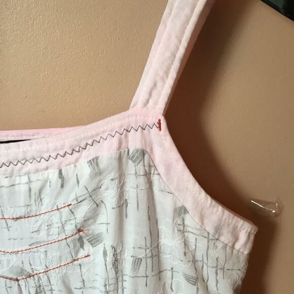 L33 White flounced Sundress Boho Prarie cottagecore twee kentucky derby! Cotton! - Picture 10 of 14